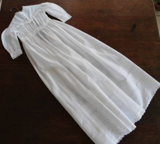 Victorian Baby Christening Dress Gown Pintucks Ayreshire Embroidered 