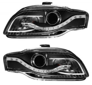 AUDI A4 2005 2009 PROJECTOR HEADLIGHT BLACK CLEAR(R8 LED STYLE) FOR 