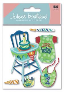 NEW 6 PC BOYS 1ST BIRTHDAY High Chair Baby Cupcake First JOLEES 3D 