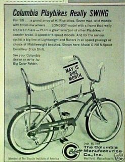 1969 Columbia Playbikes Sport 5 Bicycles~Bike Swing AD