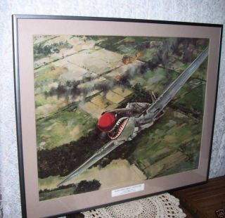 FRAMED PRINT WWII FLYING TIGERS by J.B. Deneen
