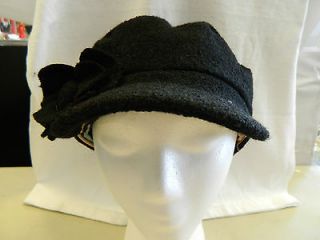 August Accessories New Womens Black Boucle Conductor Cap Hat
