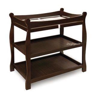Sleigh Style Espresso Wood Baby Changing Table Nursery
