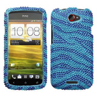 Mobile HTC One S Case Cover Bling Rhinestone Zebra Skin Baby/Dark 