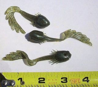   GREEN NATURAL 3 TADPOLES Bass,Trout,Crappie,Bream,Perch Fishing Lures
