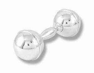 Dumbbell Sterling Silver Baby Rattle Made in USA