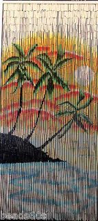 Natural Bamboo Beaded Beads Curtain Bead Door Divider Sunset 3 Palms 