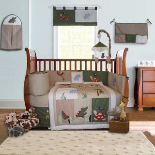   Safari Jungle Animals Baby Crib Bedding with Musical Mobile included