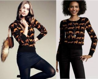 New Womens European Fashion Cute Cat Print Round Neck Knit Sweaters 