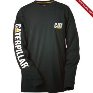 Free PnP) Caterpillar Trademark Banner Long Sleeve Mens T Shirt