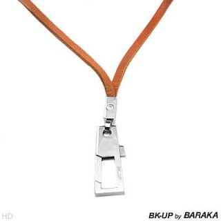 BK UP BY BARAKA Brand New Necklace Made in Leather and Stainless Steel 