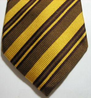 BALENCIAGA Gold Brown Stripe Tie Made in Italy 100% Silk Quality RARE 