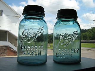 Ball Aqua Blue Mason Quart Jars with Zinc Lids
