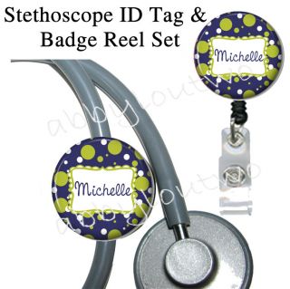 Badge Reel and Stethoscope ID Tag Set Name Badge Personalized with 