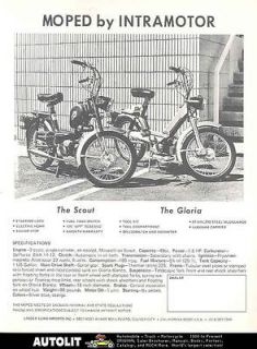 1977 Intramotor Scout Gloria Moped Brochure Minarelli