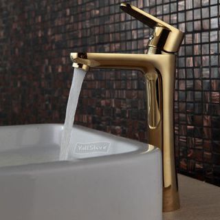 Luxury Copper Bathroom Basin Sinks Faucets Single Handle Golden Water 