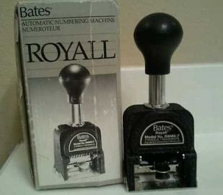 Bates Royall Automatic Numbering Machine (Model No. RNM6 7) Box 