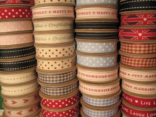 Large Fabric Ribbon Reel 3m Metres Roll Retro Vintage Style East Of 