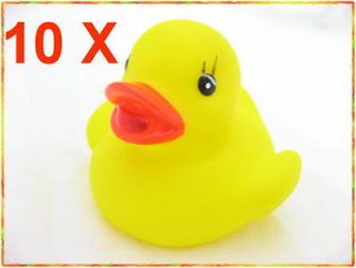 10 X Rubber Yellow Duck Baby Bath Toy W/ Be Sound New