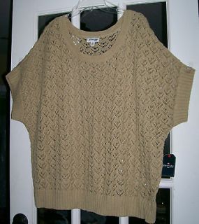 ST JOHNS BAY SIZE 2X WOMEN PLUS SCOOP NECK BATWING SWEATER TOP/TAUPE 