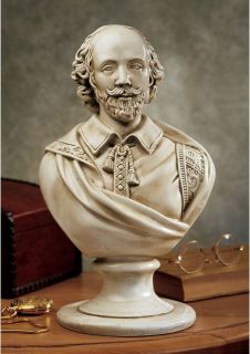 Playwright Bard William Shakespeare Sculptural Bust Library Study 