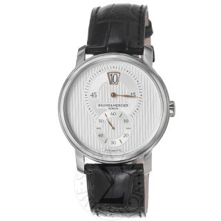 Baume Mercier Mens Classima Silver Dial Black Leather Strap Watch 