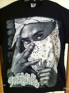 2XL Black, White Graphic TUPAC WESTSIDE Urban Hip Hop Gangster Style 