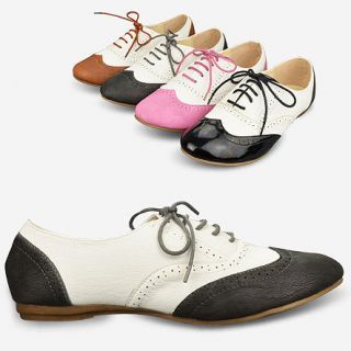 Womens Shoes Flossy Lace Up Dress Oxfords Low Flats Heels Multi 