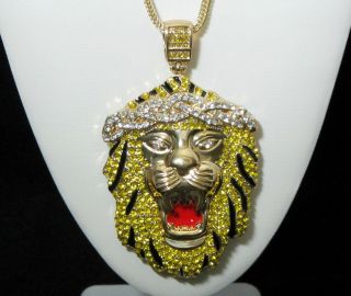 BIG SEAN ICED OUT LION HEAD PENDANT w/ 30 & 36 CHAIN NECKLACE HIP 