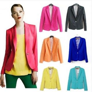 ZARA style womens A buckle Slim Casual Candy colors Suit Jacket 