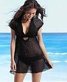 new $60 becca BLACK SHEER SUNDRESS BIKINI swimsuit COVER M L (so)