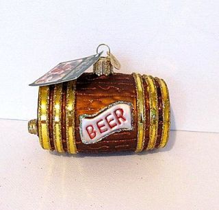 Old World Christmas Beer Keg / Cask Glass Ornament NWT