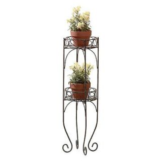 Set of 4 Antique Style Two Tier Plant Stands   Indoor / Outdoor