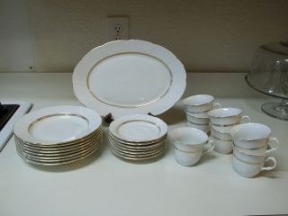 Baum Bros Eternity Fine Porcelain ~ 23 Piece Set ~ Platter Bowls Cups