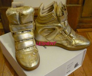 NEW IN BOX AUTH ISABEL MARANT SNEAKERS SHOES GOLD BIRD BAZIL BEKET T 