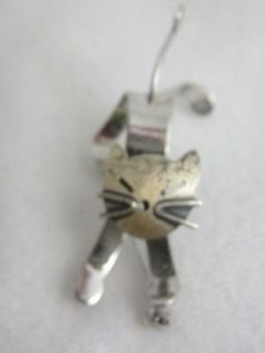 CHARMING VINTAGE BEAU STERLING 3 D NODDER KITTY CAT PIN