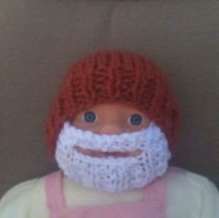 baby bearded beanie copper orange hat w white beard 0 6 months texas 