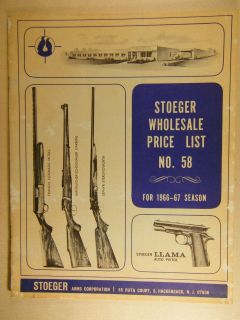 1966 67 No. 58 STOEGER ARMS WHOLESALE PRICE LIST RIFLES PISTOLS 