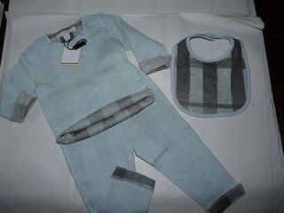 Burberry Infants Baby Boys Layette Senna Tee Blue Set of 3 Size 9 