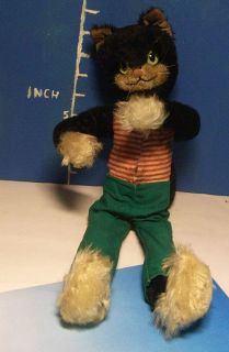 Vintage German Dressed Stuffed Animal Schuco Bigo Bello Black Cat