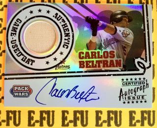   Pack Wars Autograph CARLOS BELTRAN Game Used Bat Auto #ed /200 Astros
