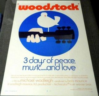 WOODSTOCK ORIGINAL ROLLED MOVIE POSTER 1970 RARE STYLE