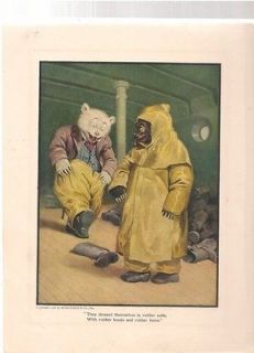 Original Print Teddy Bear In Rubber Suits From 1906 Book Roosevelt 