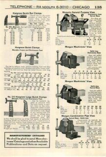 1953 AD Majestic Morgan Parkers Bench Vise Brass Cap Jaws