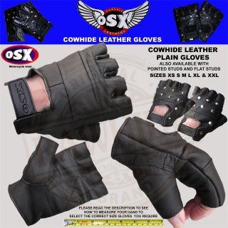 LEATHER FINGERLESS GLOVES WEIGHT TRAINING CYCLING DRIVING BIKERS 