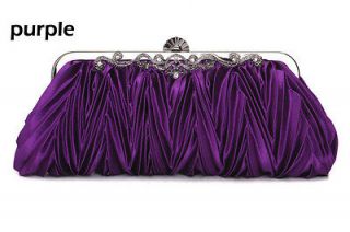 Purple Women Lady Vintage Pleated Line Evening Bag clutch bag chain 