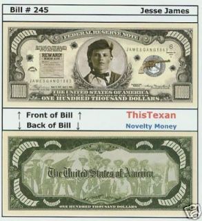 10 Jesse James Western Outlaw Historical Bills Lot