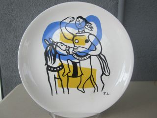   LEGER Man on Horse Blue Yellow Museum Art Pottery Plate Biot France