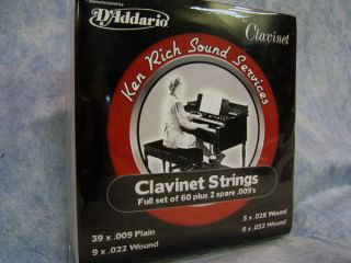 Addario Clavinet Strings Set with Yarn   62 Strings Total