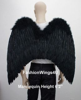 XL wingspan Black Costume Feather Wings Goth Archangel Angel Demon 